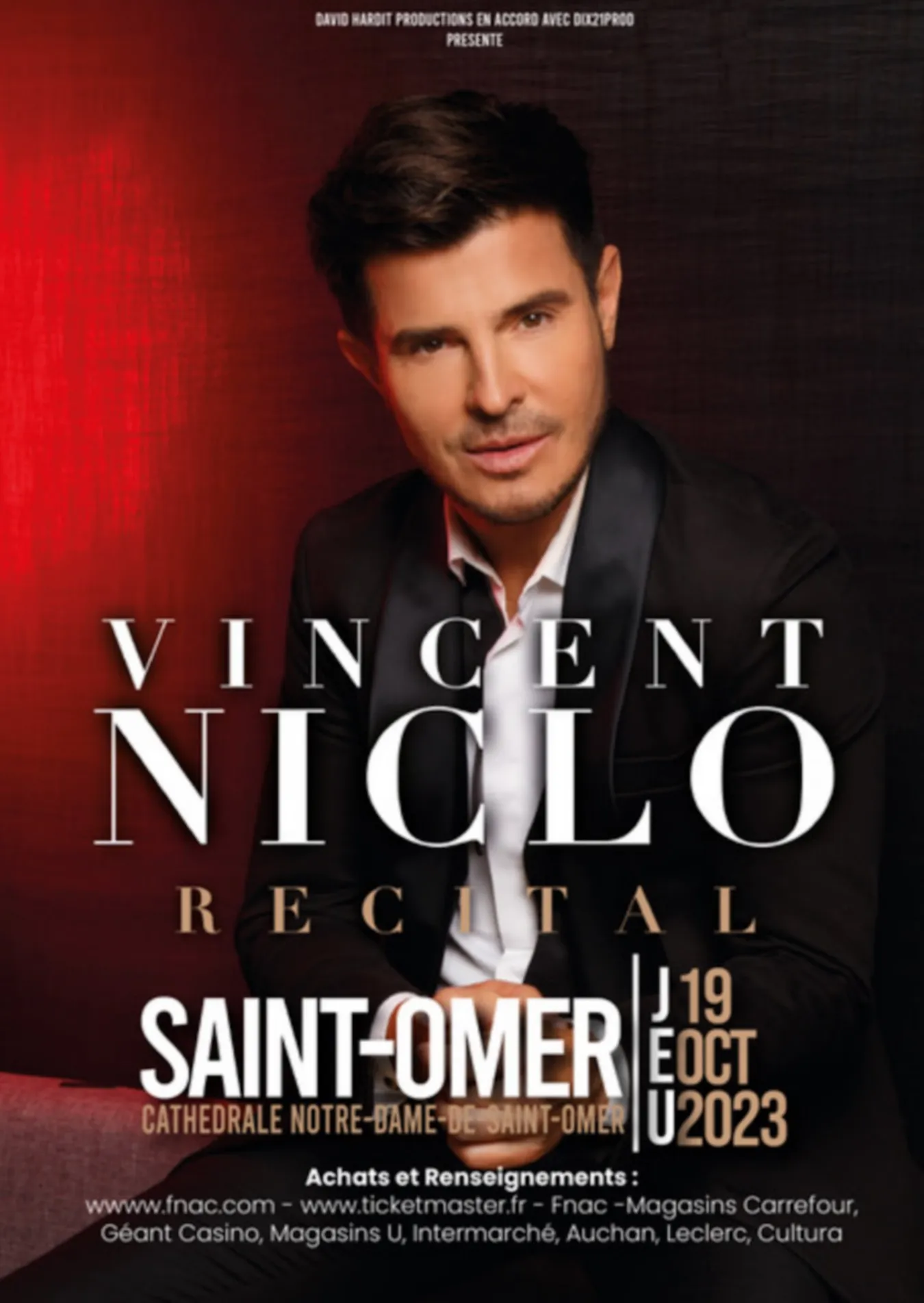 Vincent Niclo se produira le 19 Octobre 2023  dans la Cathédrale de Saint-Omer